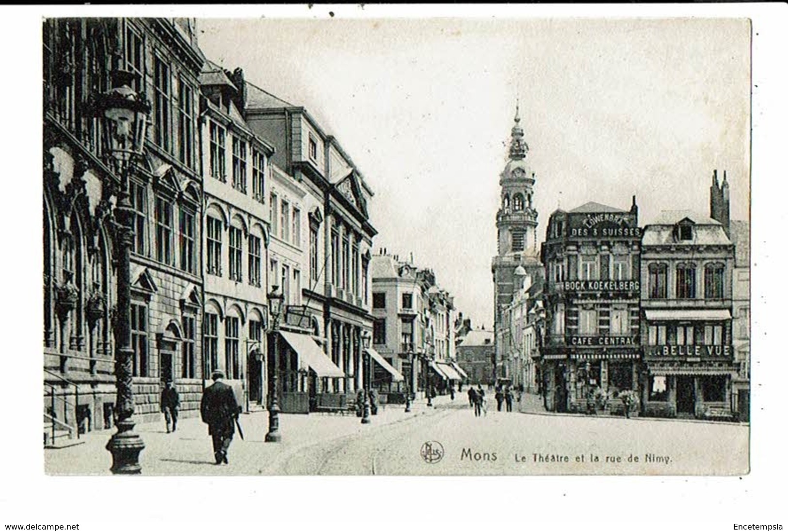 CPA-Carte Postale-Belgique- Mons- Le Théâtre Et Rue De Nimy-1919-VMO14654 - Mons