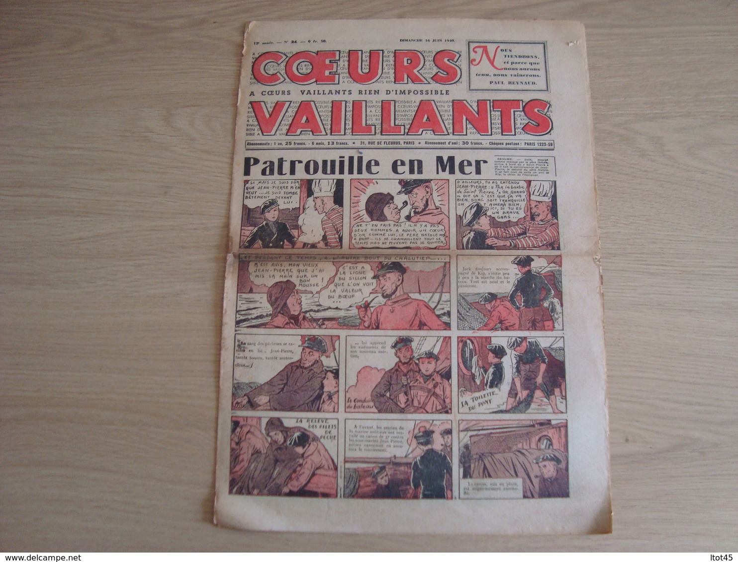 PERIODIQUE COEURS VAILLANTS DIMANCHE 16 JUIN 1940 N°24 - Vaillant