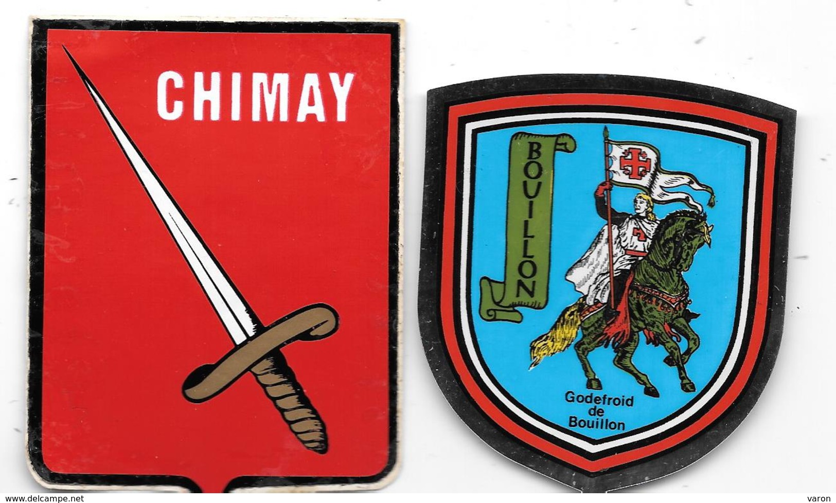 2 ECUSSONS Adhésifs -auto-collants  BLASON / ARMOIRIES /HERALDIQUE - Belgique - CHIMAY Et BOUILLON - Ecussons Tissu