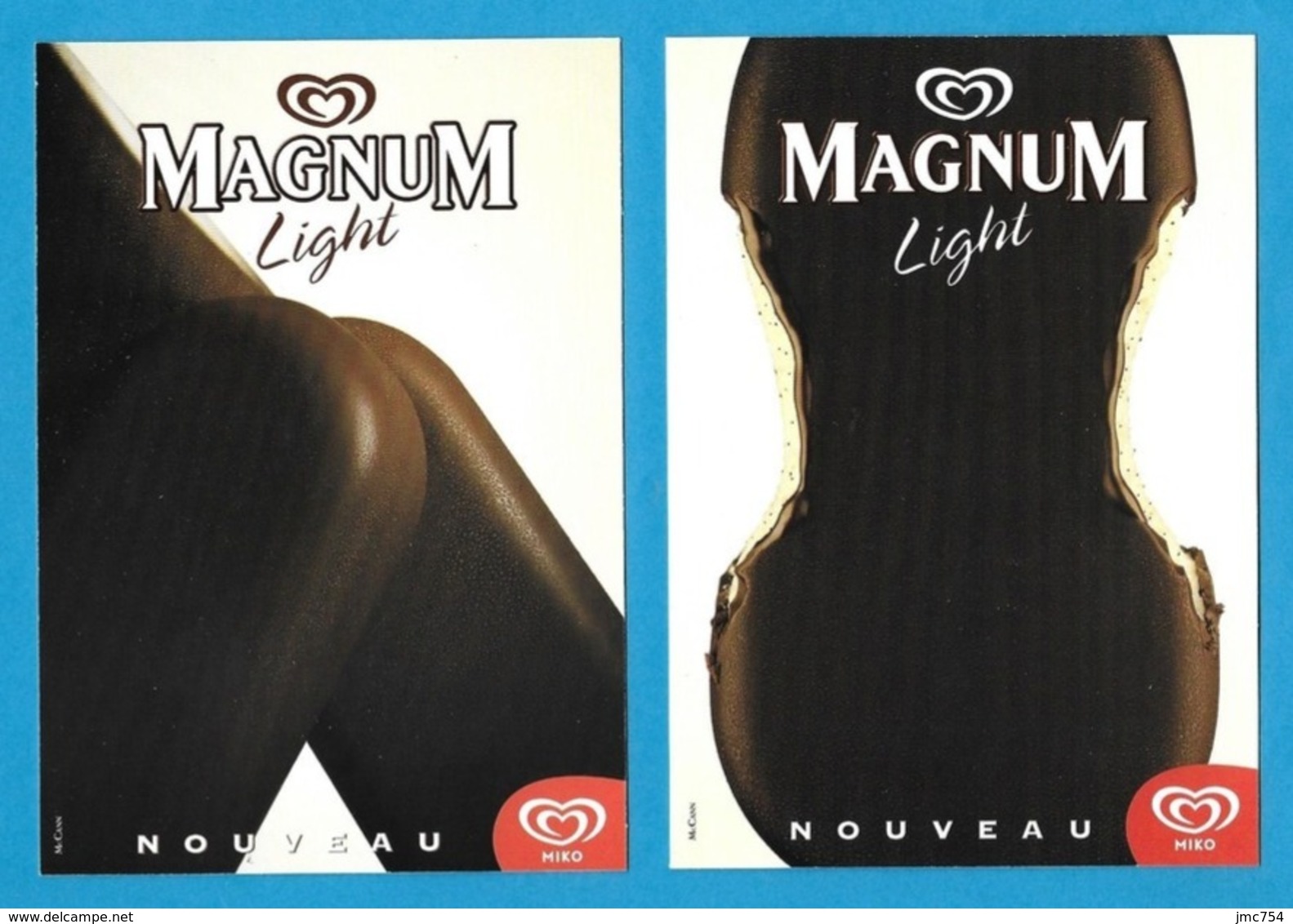 2 CPM.   Cart'Com.   Magnum Light.   Miko.   Glaces.  Postcard. - Publicité