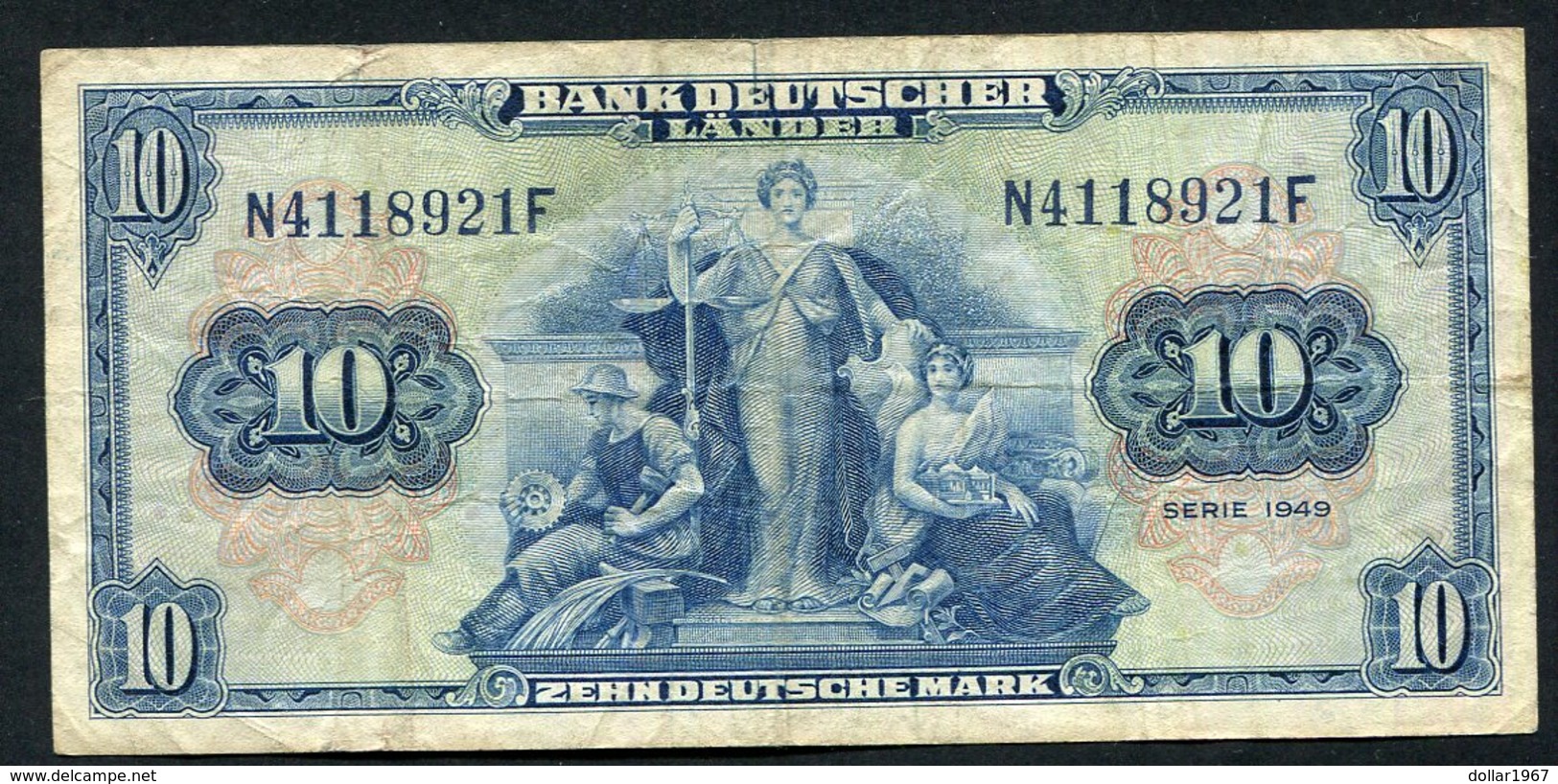 10 Deutsche Mark / Bank Deutscher Länder 22-8-1949- See The 2 Scans For Condition.(Originalscan ) - 10 Deutsche Mark
