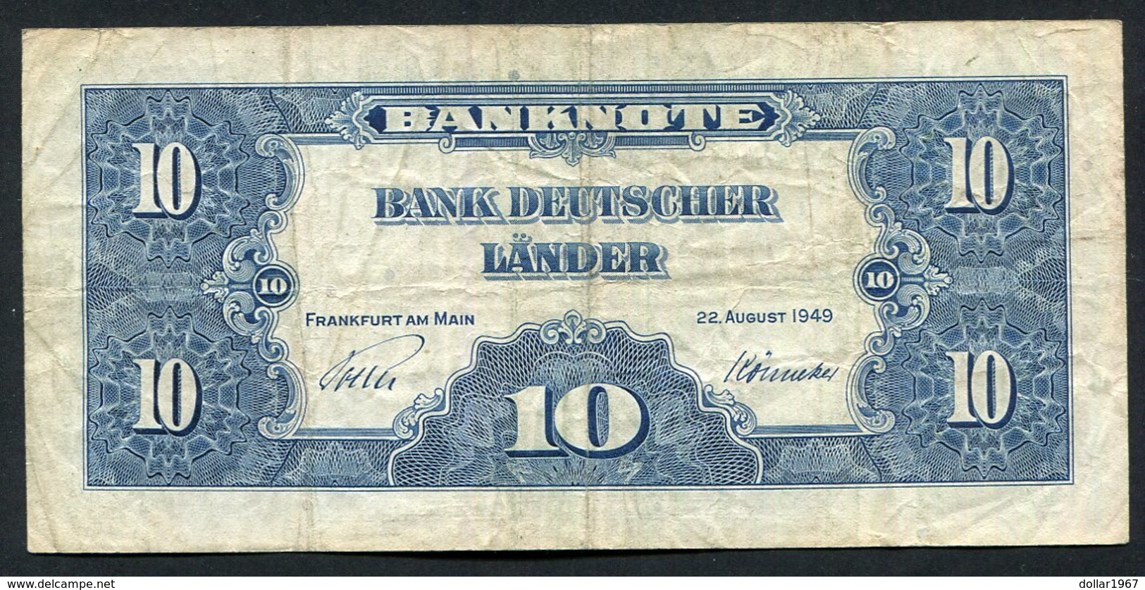 10 Deutsche Mark / Bank Deutscher Länder 22-8-1949- See The 2 Scans For Condition.(Originalscan ) - 10 Deutsche Mark