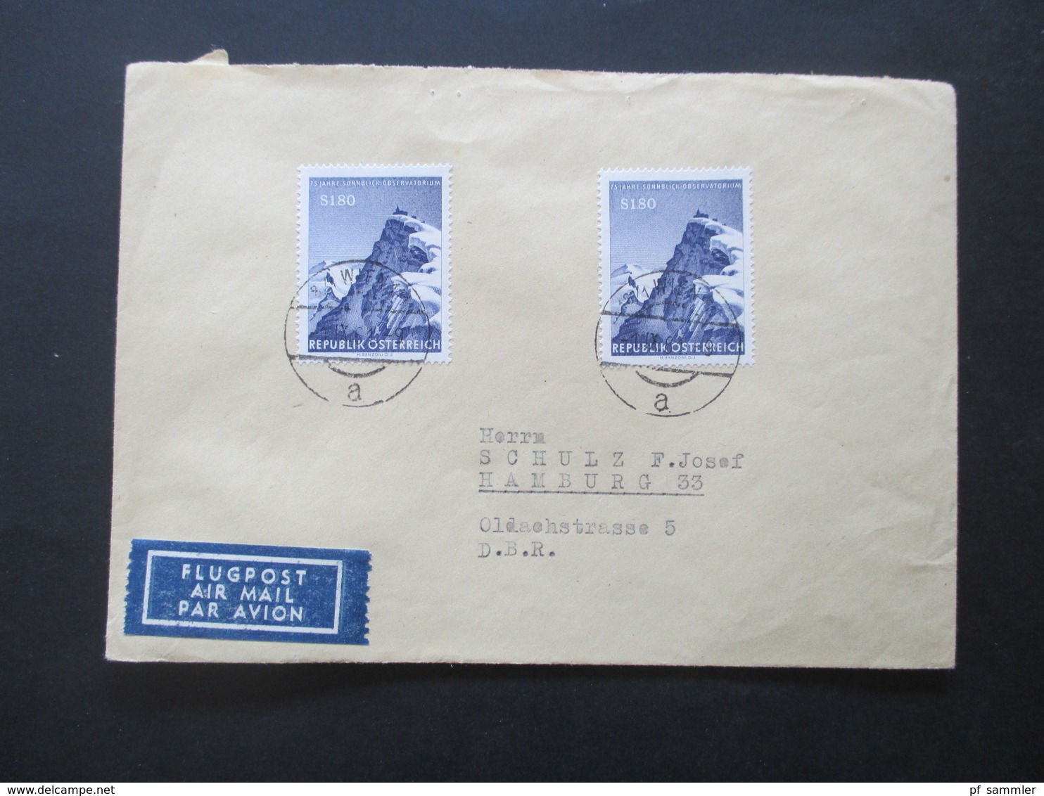 Österreich 1961 Nr. 1091 Sonnblick Observatorium MeF Flugpost / Air Mail Wien Nach Hamburg - Covers & Documents