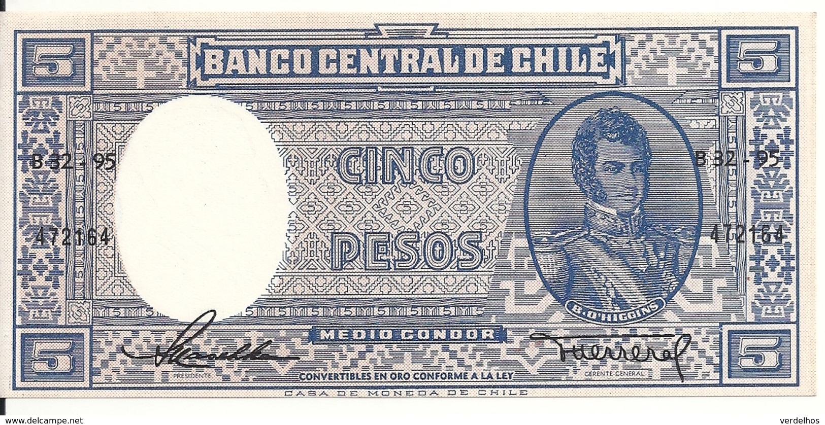 CHILI  5 PESOS ND1958-59 UNC P 119 - Chili