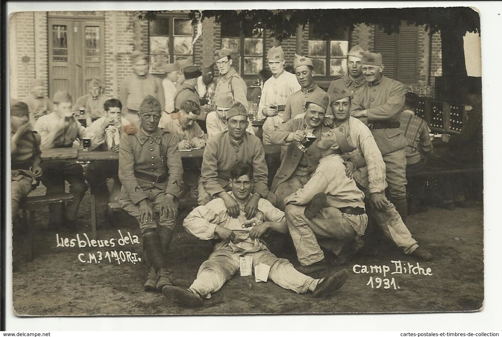 Camp BITCHE 1931 , Les Bleues De La C.M.3170 R.I. , Carte Photo ANIMEE - Regimente