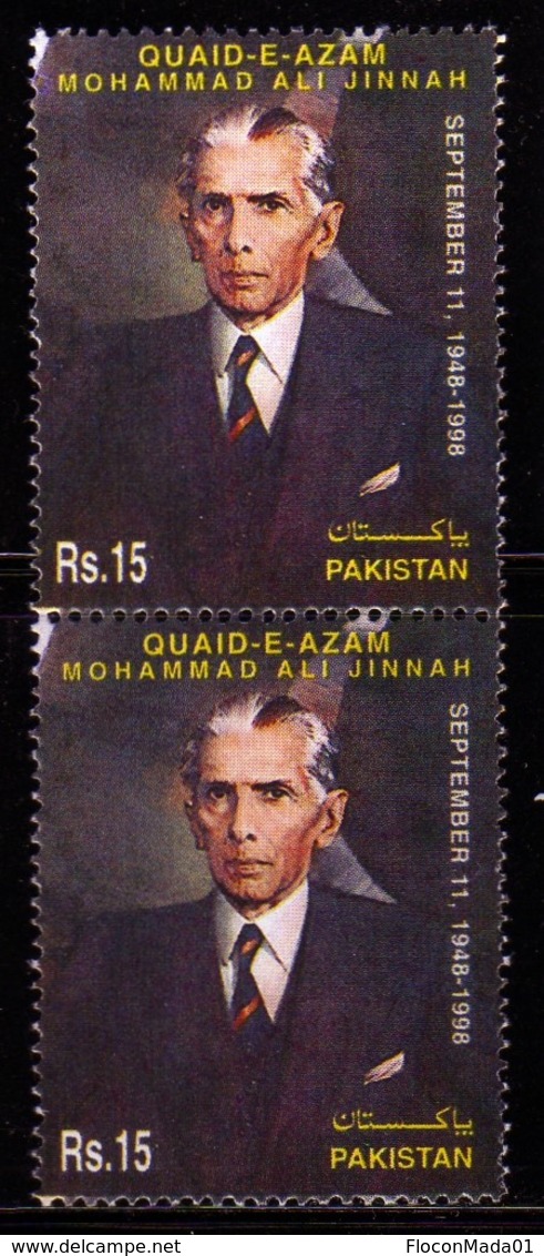 Pakistan 1997 M. Ali Jinnah 50th Birthday Foundation Of Republic 15 Rs N° 1012 MNH Neuf 1 Pair   Rare - Pakistan