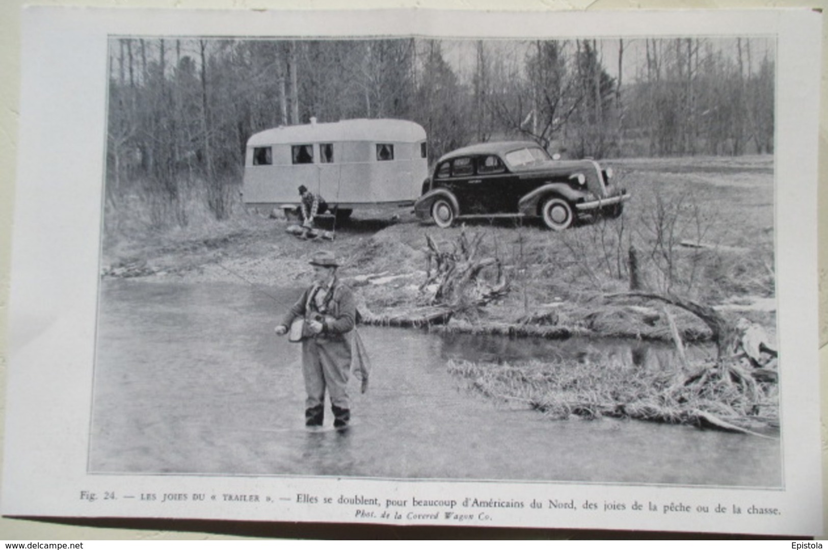 USA - Attelage Caravane Camping Pêche  "Les Joies Du Trailer"  Coupure De Presse D 'époque De 1937 - Camping