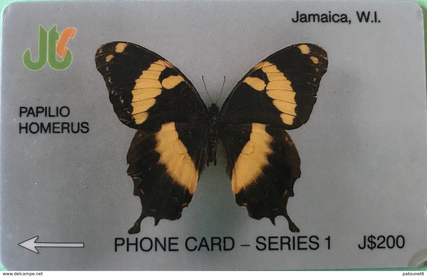JAMAÏQUE  -  Phonecard  - Papilio Homerus  - J $ 200 - Jamaïque