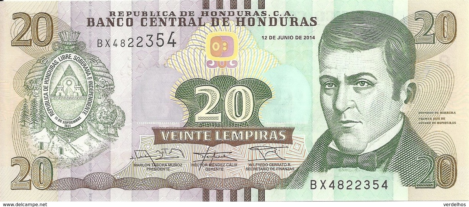 HONDURAS 20 LEMPIRAS 2014 UNC P 100 B - Honduras