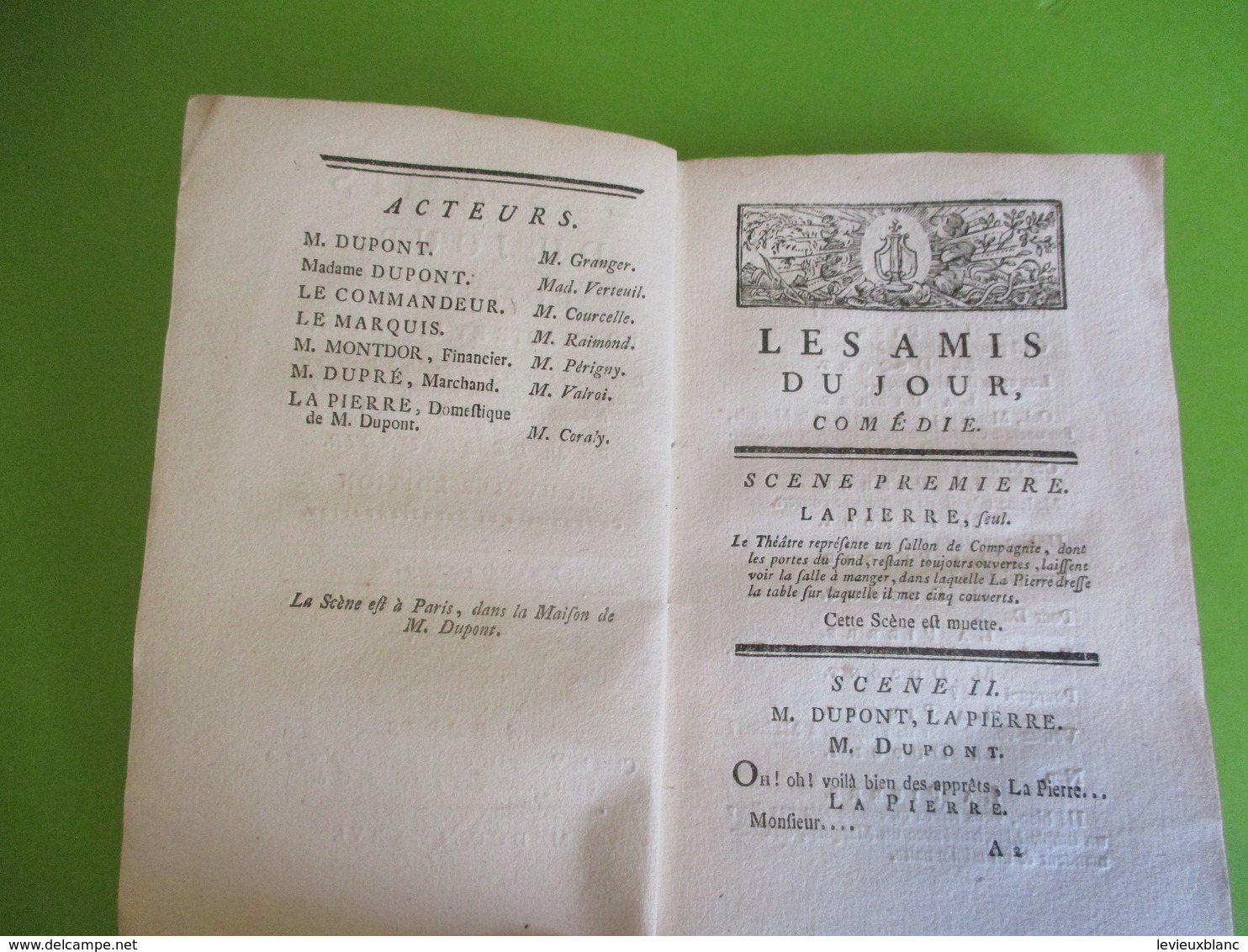 Fascicule Théâtre/ " Les Amis du Jour"/ M de BEAUNOIR/ Comédie en un acte et en prose/1786  FAT13