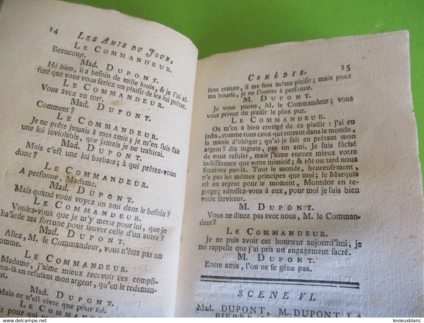 Fascicule Théâtre/ " Les Amis du Jour"/ M de BEAUNOIR/ Comédie en un acte et en prose/1786  FAT13
