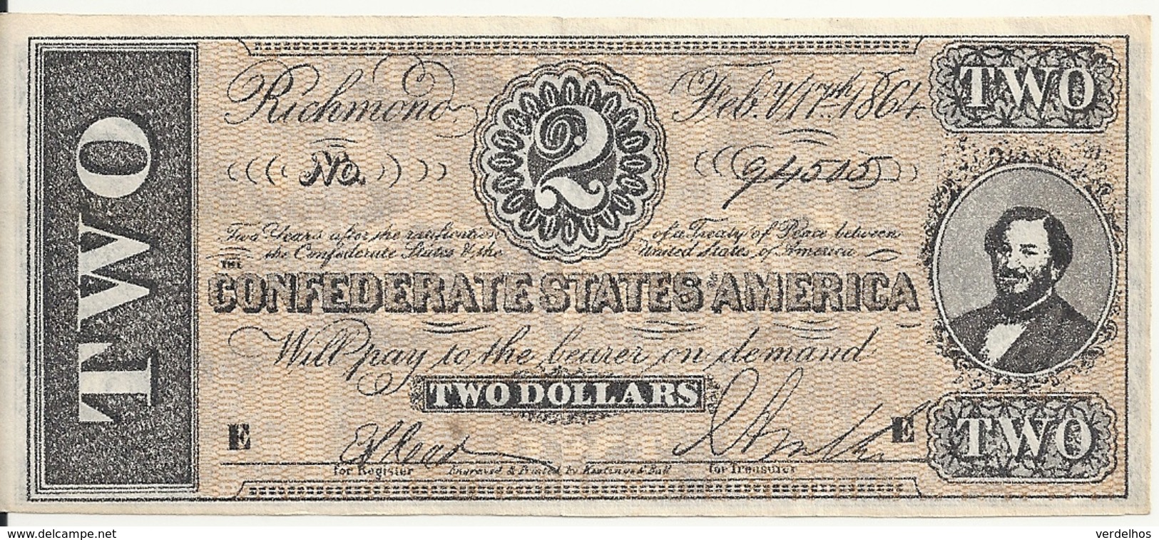 USA 2 DOLLARS 1864  Reproduction - Autres & Non Classés