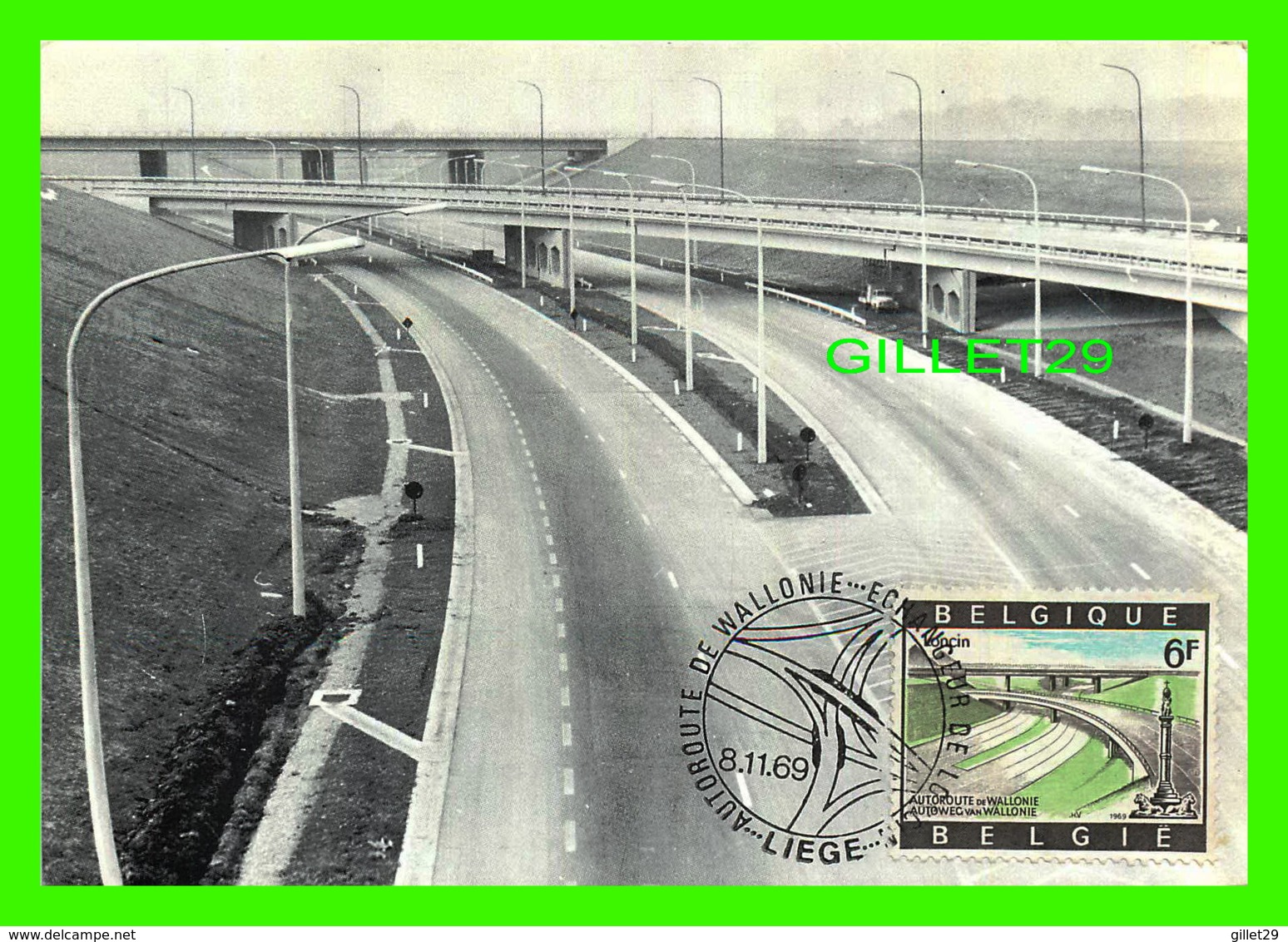 CARTE MAXIMUM - L'ÉCHANGEUR ROUTIER DE LONCIN, 1969 - EDIT. UNIMAX - AUTOROUTE DE WALLONIE - - 1961-1970