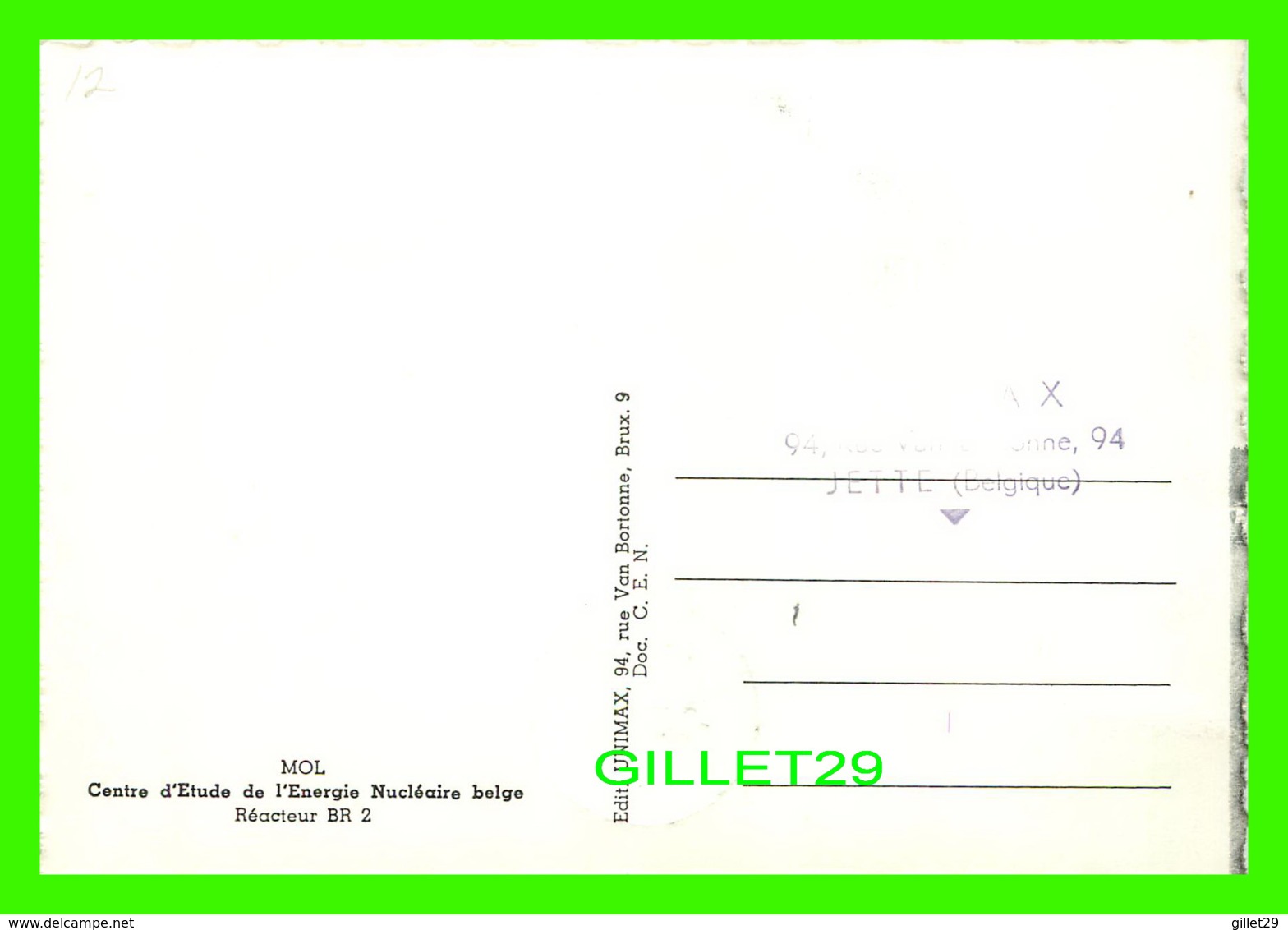 CARTE MAXIMUM - MOL, BELGIQUE , 1961 - CENTRE D'ÉTUDE DE L'ÉNERGIE NUCLÉAIRE BELGE, RÉACTEUR BR 2 - - 1961-1970