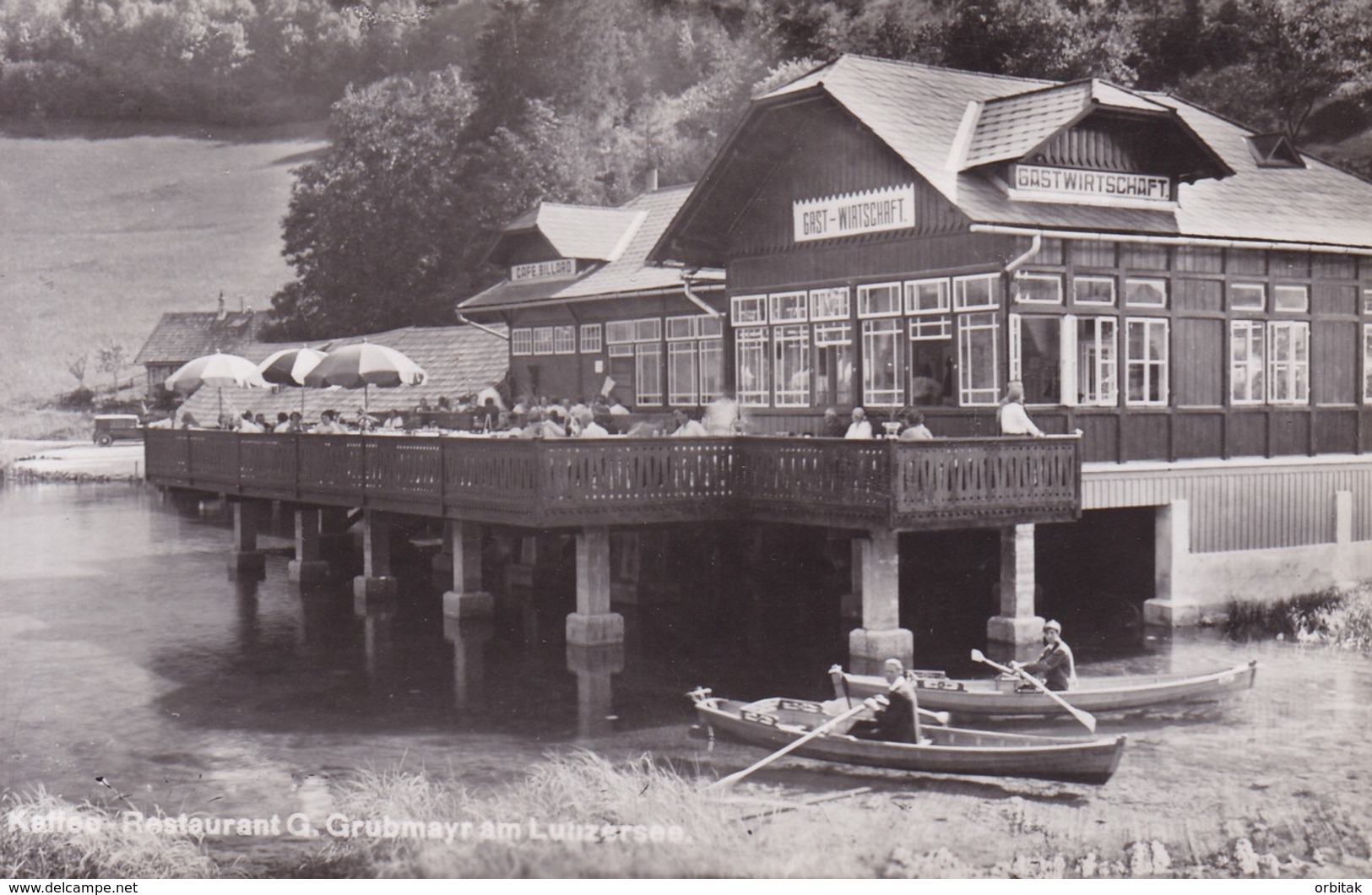 Lunzer See * Kaffee Restaurant, Terrasse, Boot, Schiffe, See * Österreich * AK498 - Scheibbs