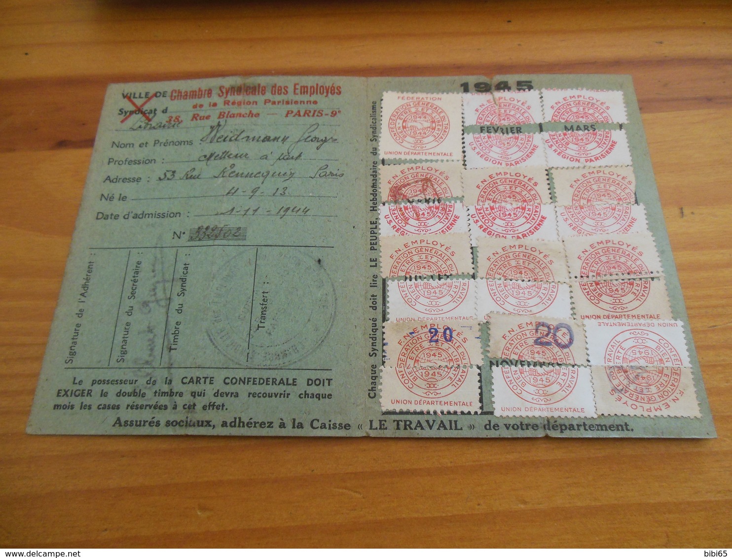 CARTES CONFEDERALES C.G.T. 1945 ET 1946 - Lettres & Documents