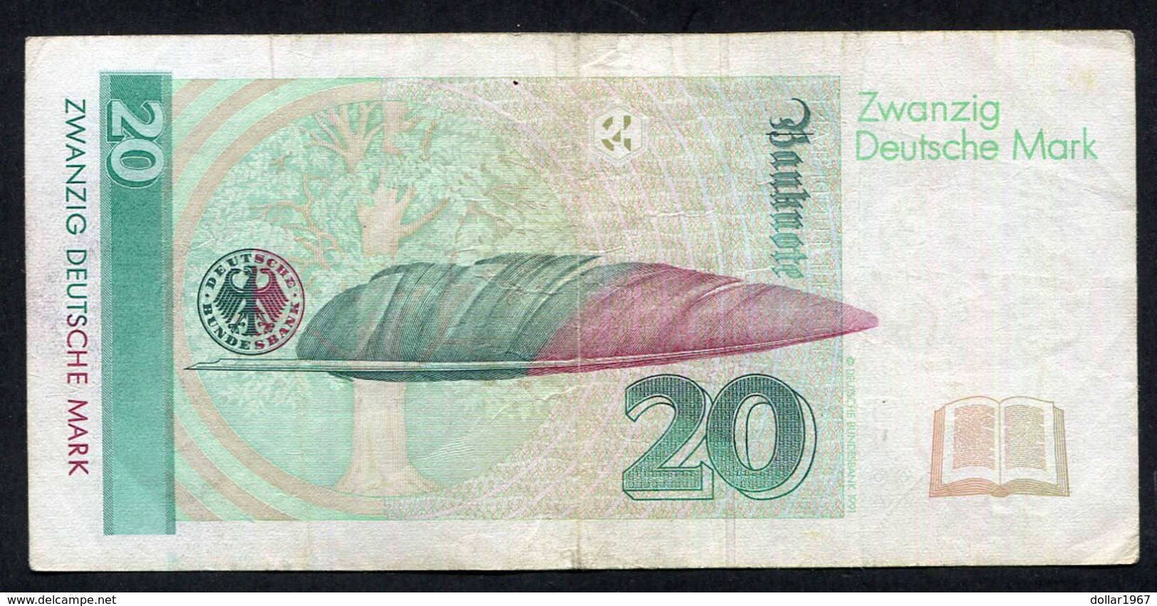 20 Dm / Deutsche Mark / Bundesbanknote 1-10-1993 (DK) - See The 2 Scans For Condition.(Originalscan ) - 20 Deutsche Mark