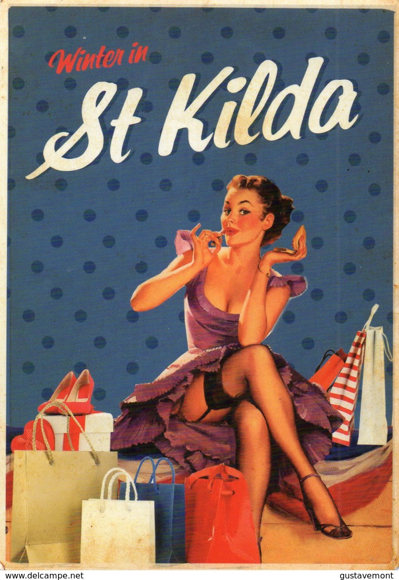 CPM Pin Up Assise Avec Sacs De Course "Winter In St Kilda" - Pin-Ups