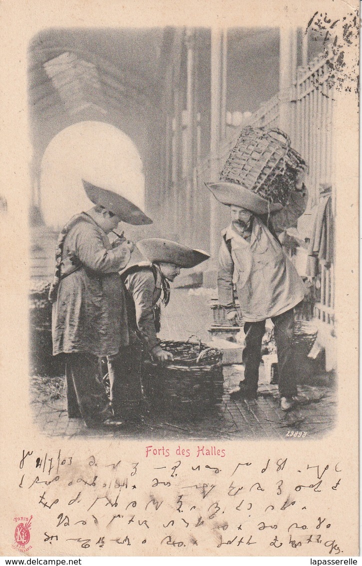 Carte Précurseur 1903- Edit Kunzli - 75 Paris Les Petits Métiers - Les Forts Des Halles ( écrite En Sténo) - Artisanat