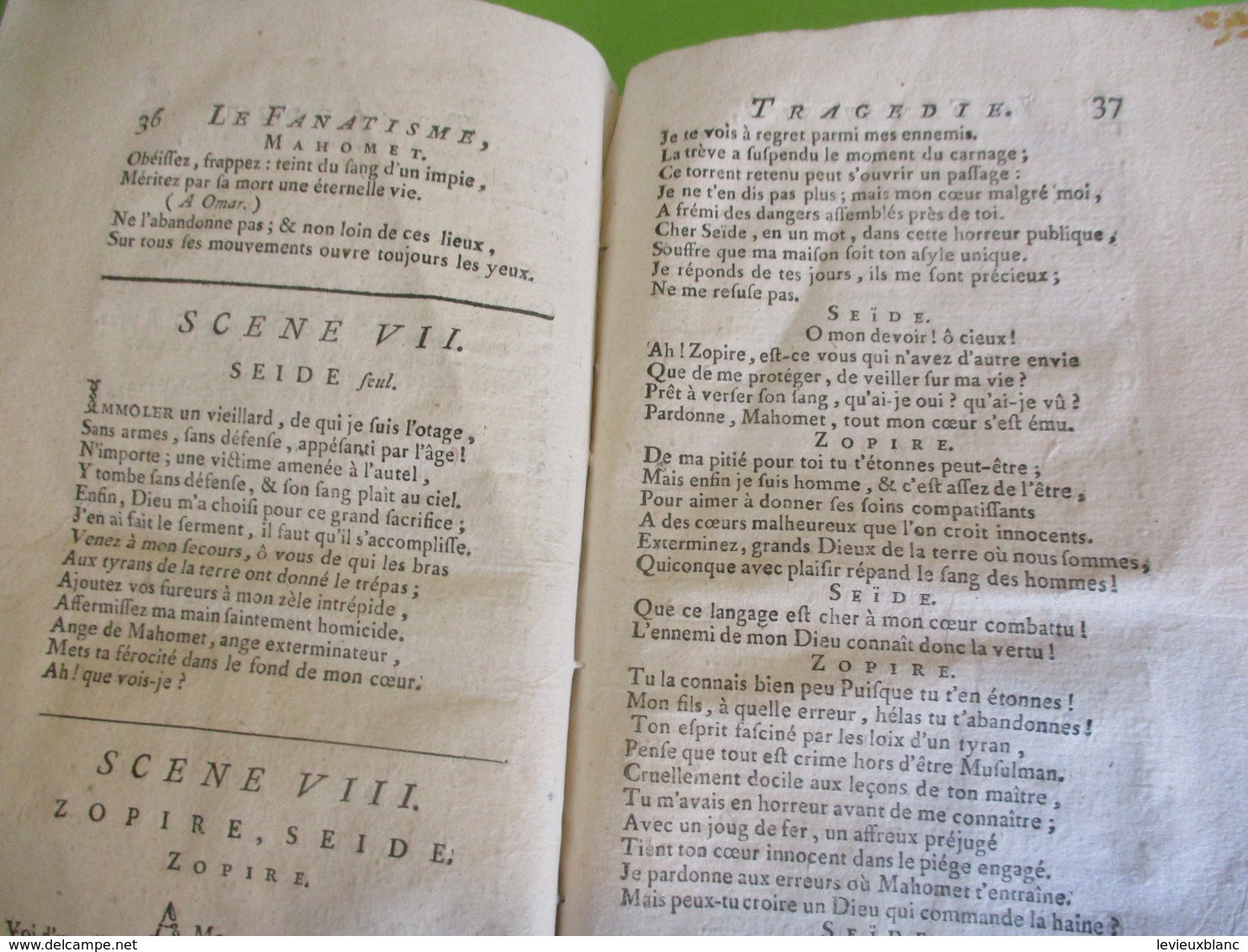 Fascicule Théâtre/ "Le Fanatisme ou MAHOMET le Prophéte "/ M de VOLTAIRE/ Tragédie/1780  FAT14