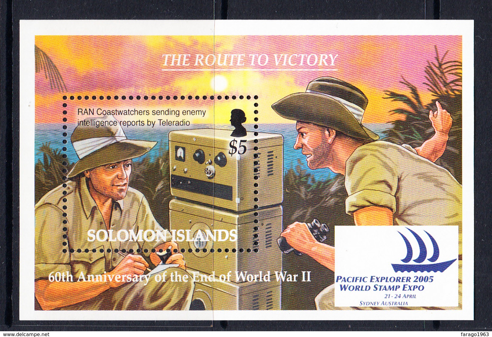 2005 Solomon Islands WWII End Of World War II Military Radio Australia Complete Souvenir Sheet MNH - Salomoninseln (Salomonen 1978-...)