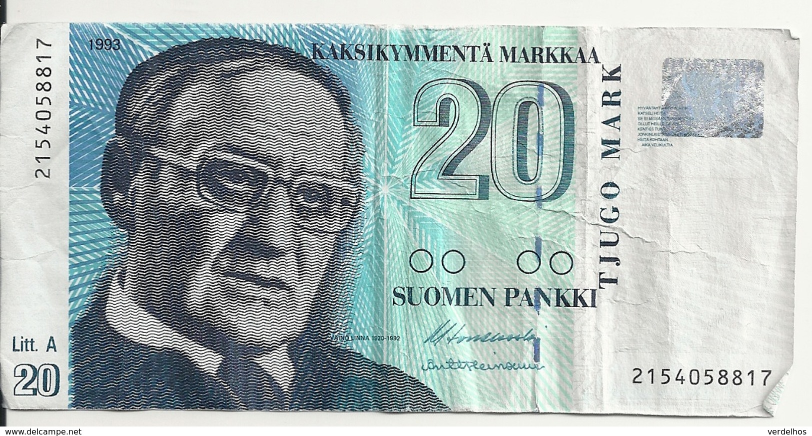 FINLANDE 20 MARKKAA 1993(1997) VF P 123 - Finlande