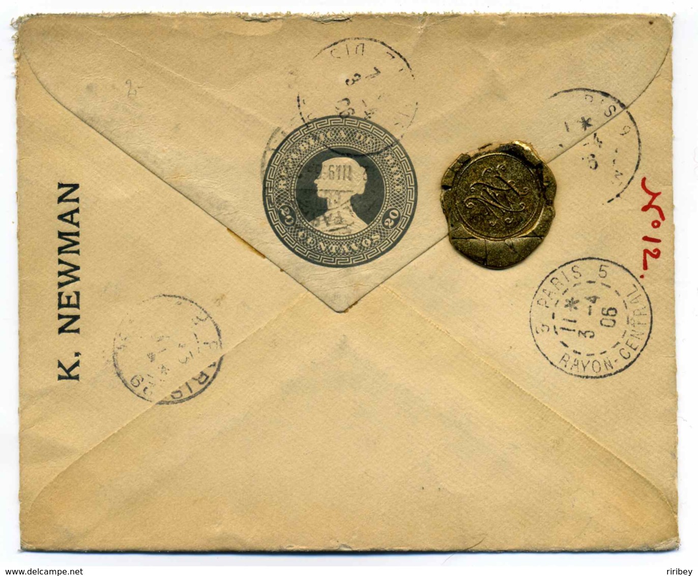 VALPARAISO Registred Letter To Paris / CHILE / 1906 /  Entier Postal Enveloppe - Cile