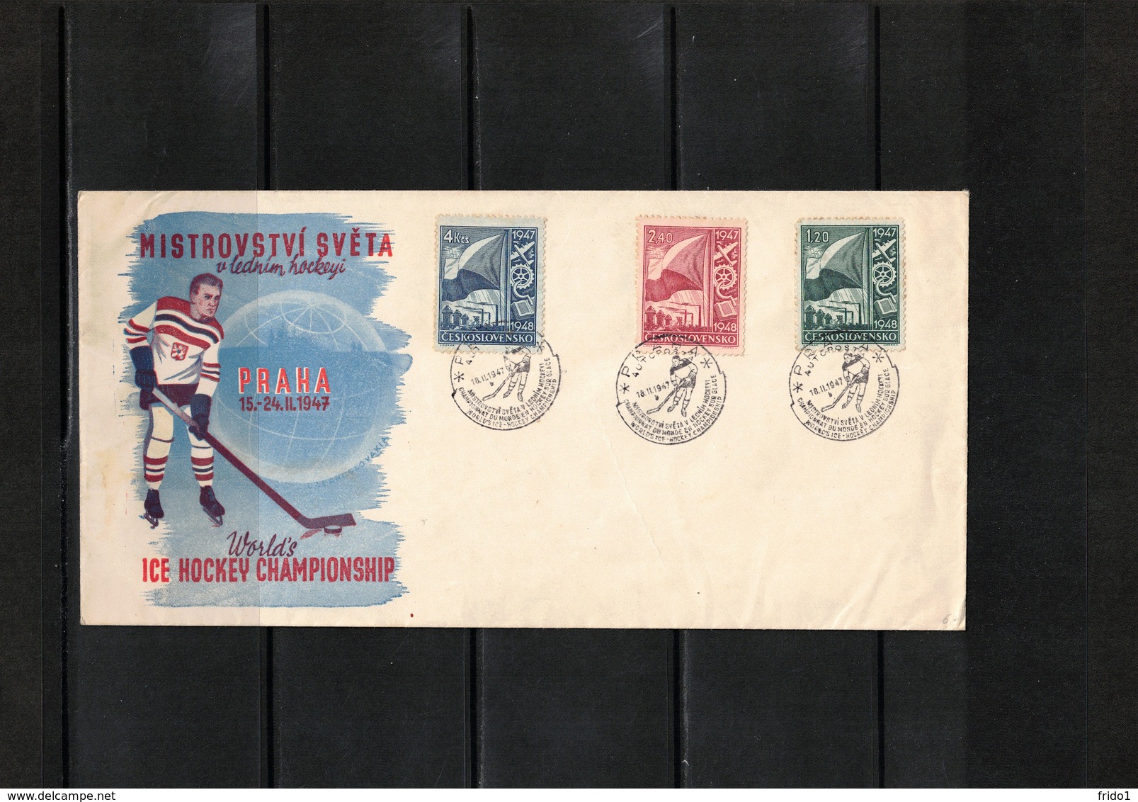 Czechoslovakia 1947 Praha World Hockey Championship Interesting Cover Scarce - Eishockey