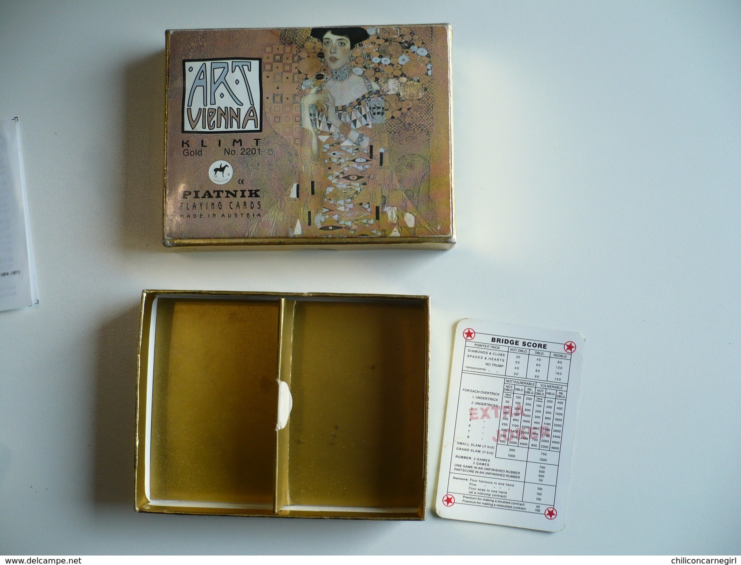 2 Jeux De Cartes Dans Un Coffret - Art Vienna - KLIMT GOLD N° 2201 - PIATNIK - Portrait ADELE BLOCH BAUER - THE KISS - 54 Cartes