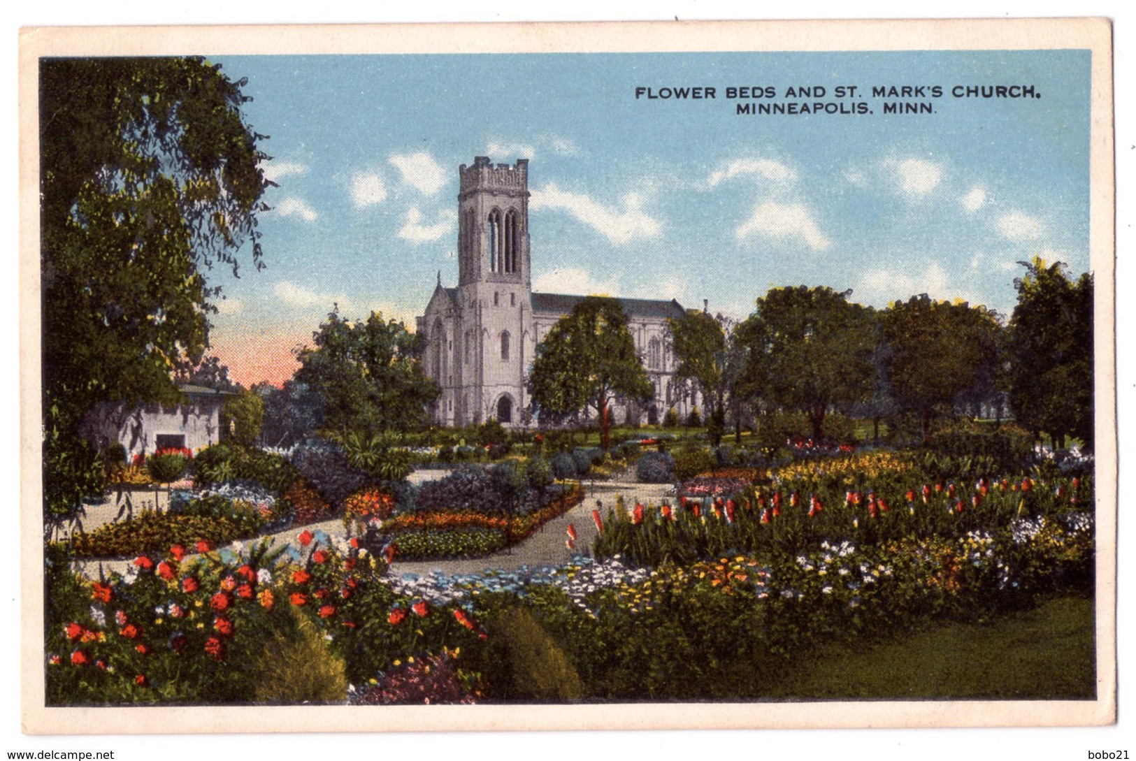 7099 - Minnéapolis ( MN ) U.S.A. - Flower Beds And Si. Mark's Church - N°210 - Pub. Minneapolis Selling & Co - - Minneapolis