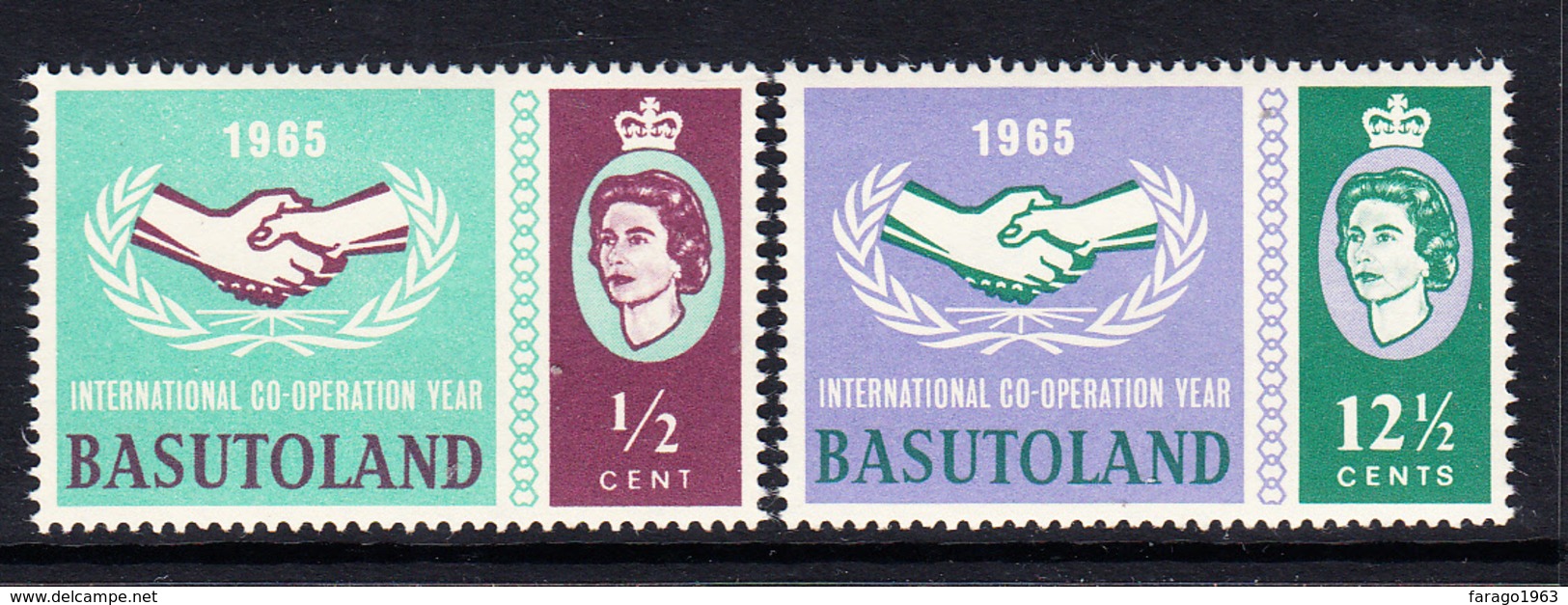 1965 Basutoland ICY JOINT ISSUE Complete Set Of 2 MNH - 1965-1966 Gouvernement Autonome