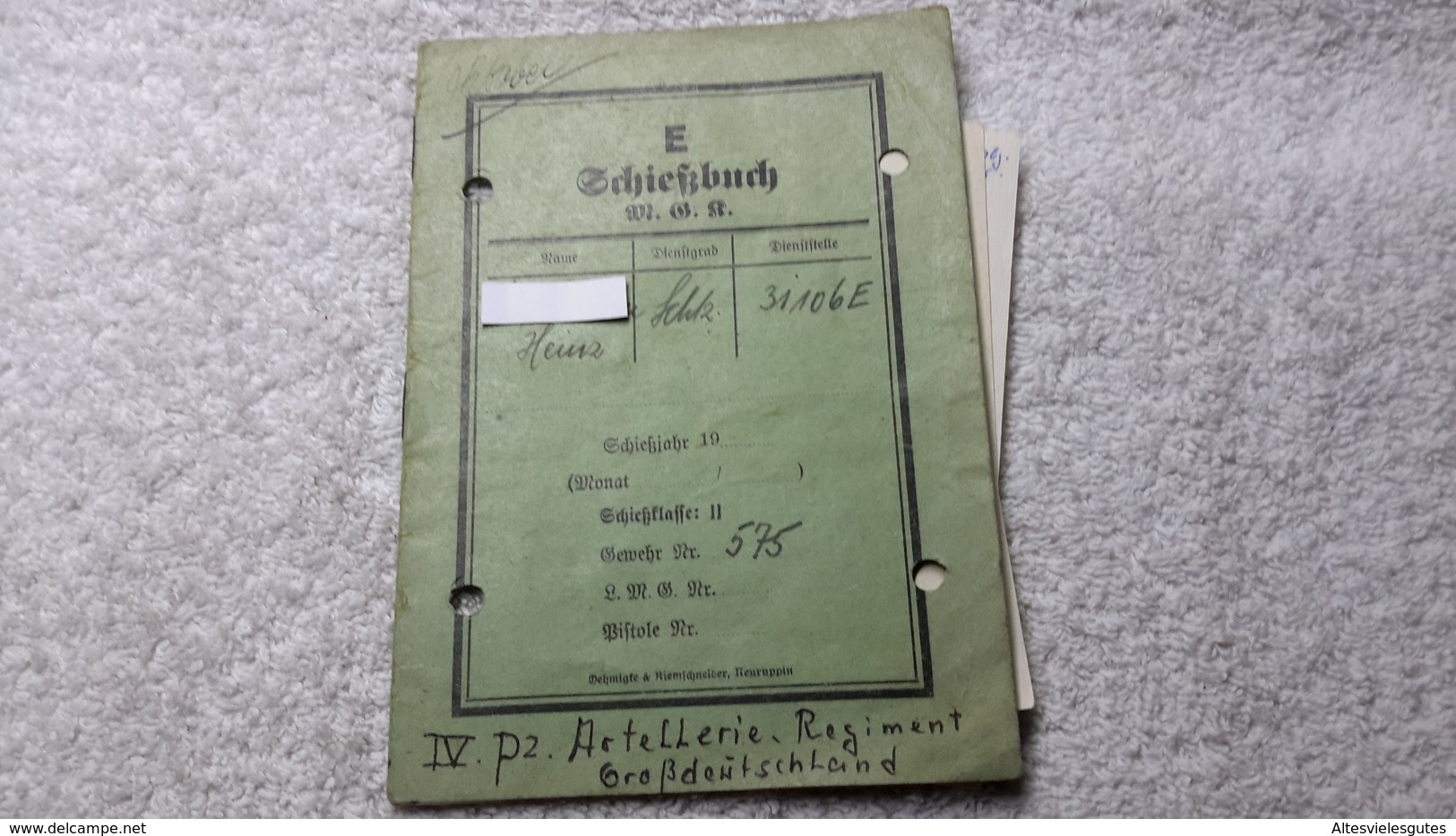 Schießbuch Mit 3 Zettelchen Persönliche Notiz GD Gewehr 1942 WK 2 - Dokumente