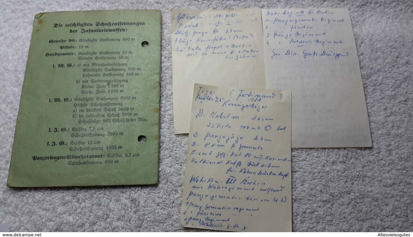 Schießbuch Mit 3 Zettelchen Persönliche Notiz GD Gewehr 1942 WK 2 - Documents