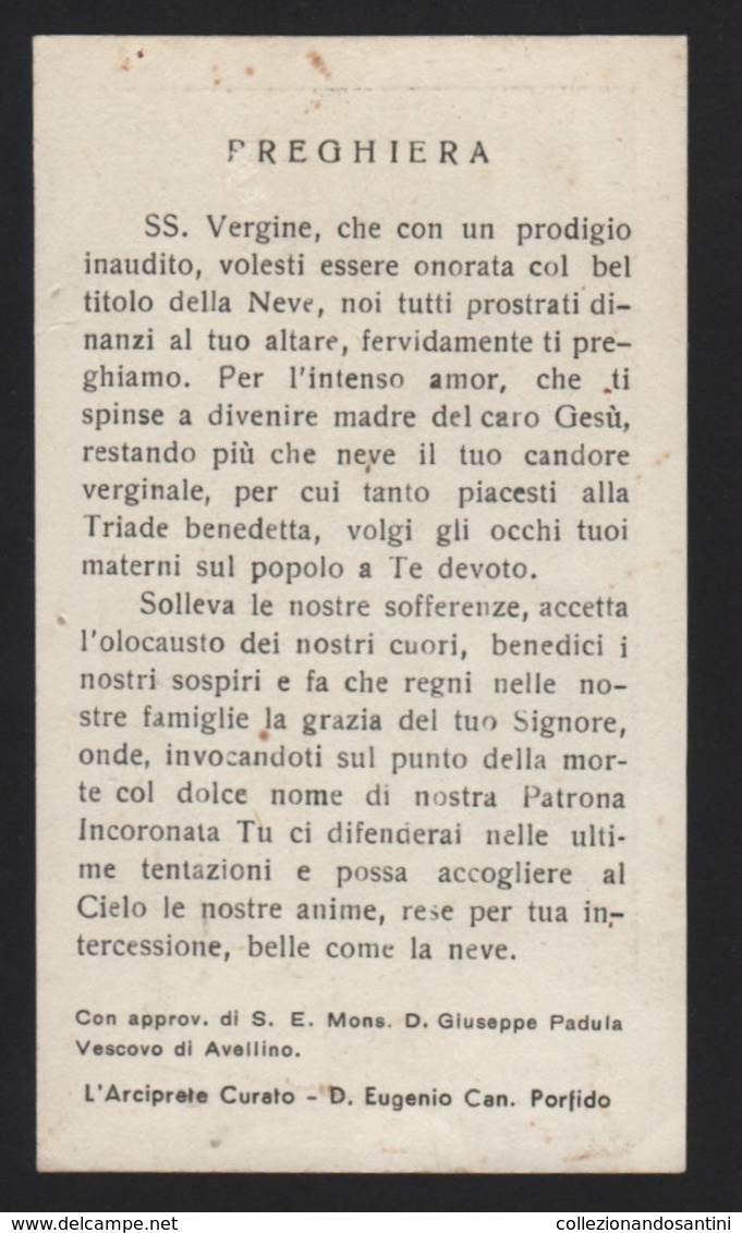 608 Santino Antico Maria SS Della Neve Da Sorbo Serpico - Avellino - Religione & Esoterismo