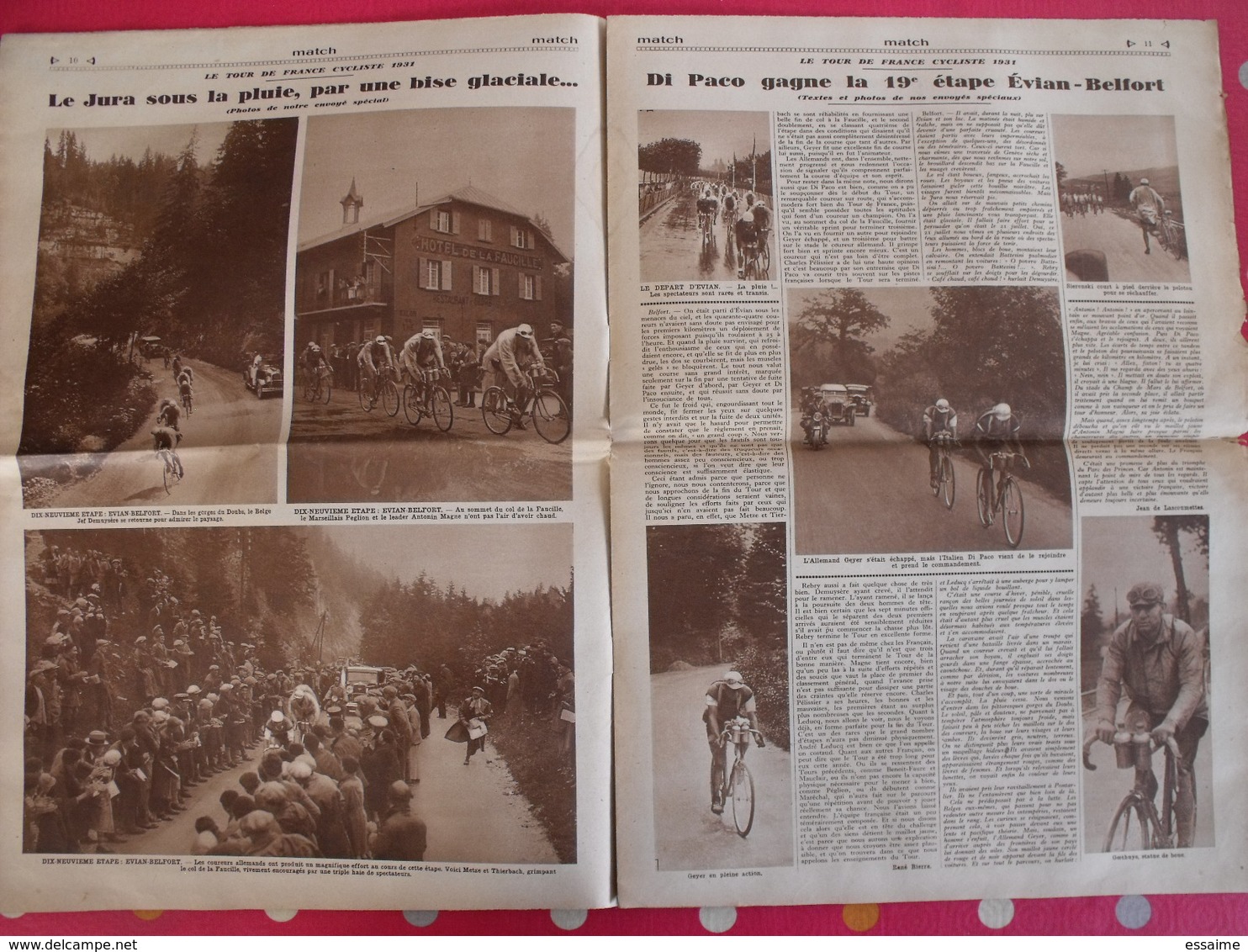 match l'intran, le plus grand hebdomadaire sportif. n° 255 du 28 juillet 1931. tour de france antonin magne