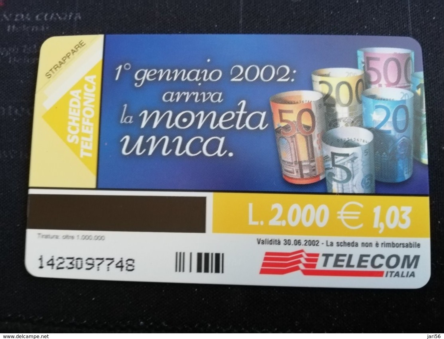 ITALIA LIRE 2000 € 1,03  EURO COIN ON CARD    PREPAID  Mint  ** 918** - Pubbliche Ordinarie