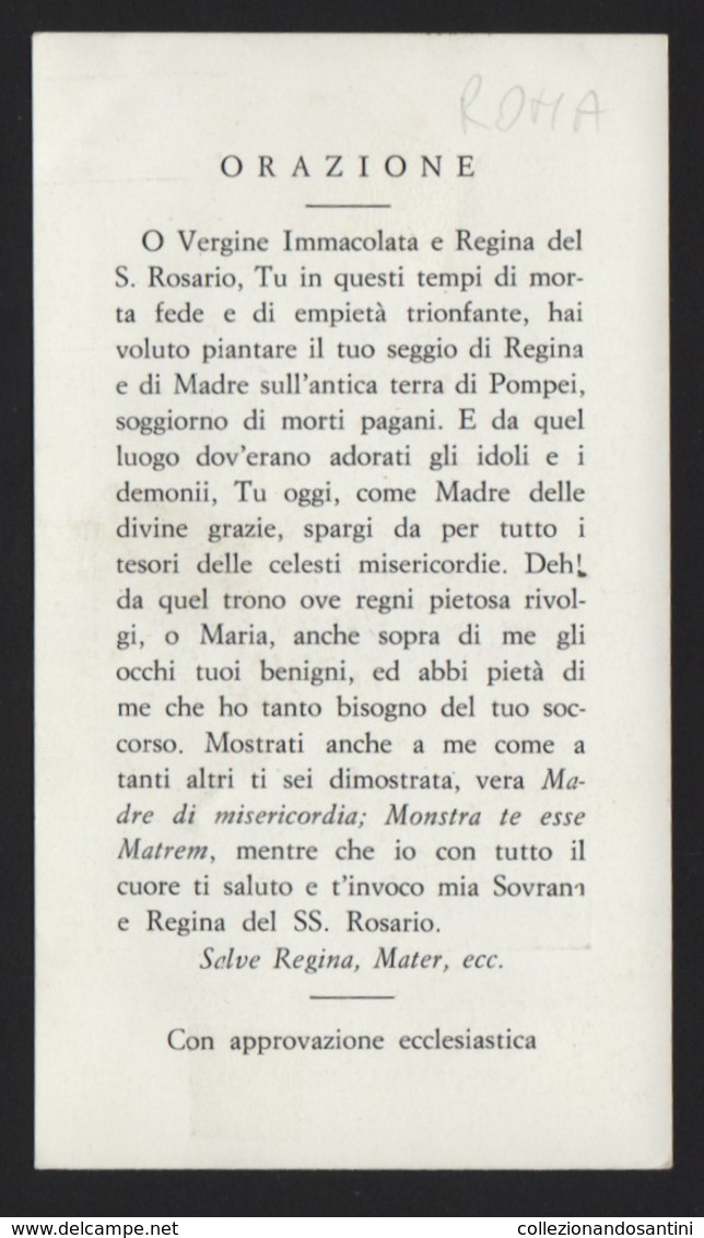 617 Santino Antico Madonna Del Rosario Da Poli - Roma - Religione & Esoterismo