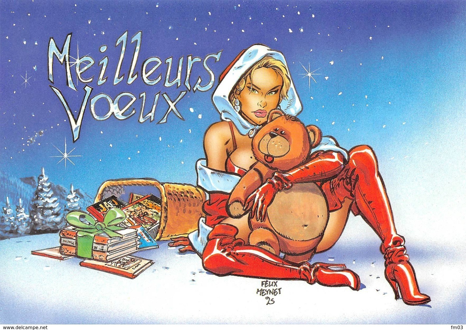 Pin Up Mère Noël Ours En Peluche Illustrateur Félix Meynet Collection Graffan La Cadière D'Azur - Pin-Ups