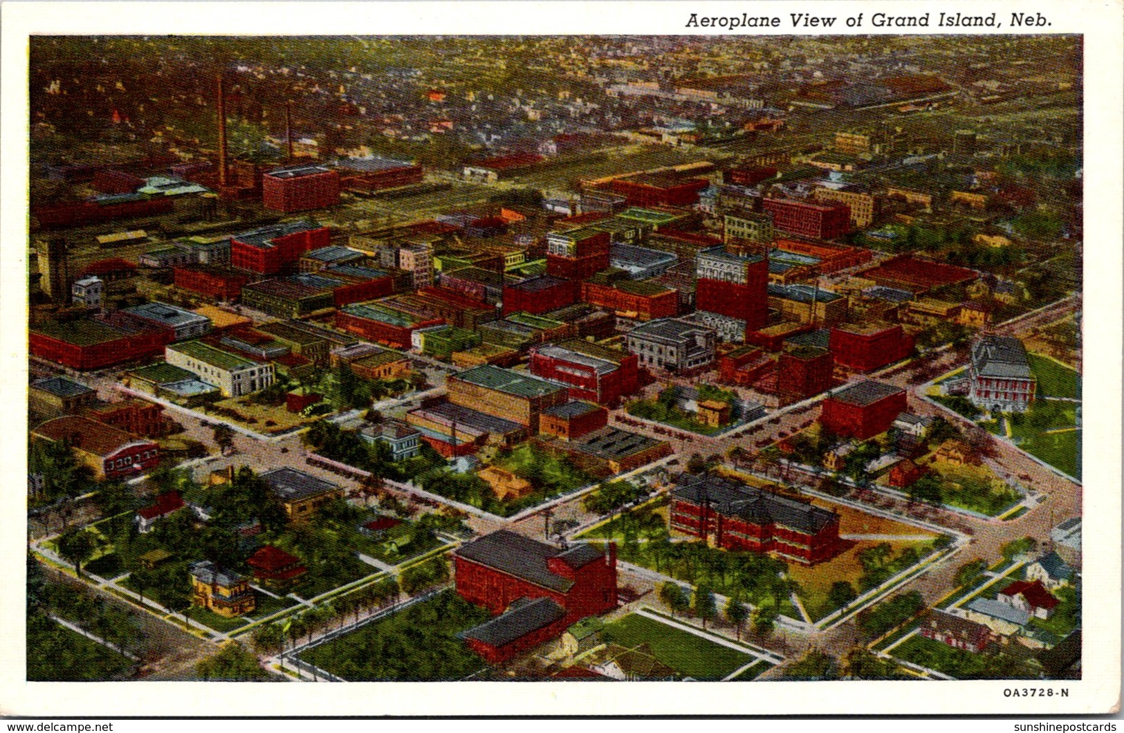 Nebraska Grand Island Aeroplane View Curteich - Grand Island