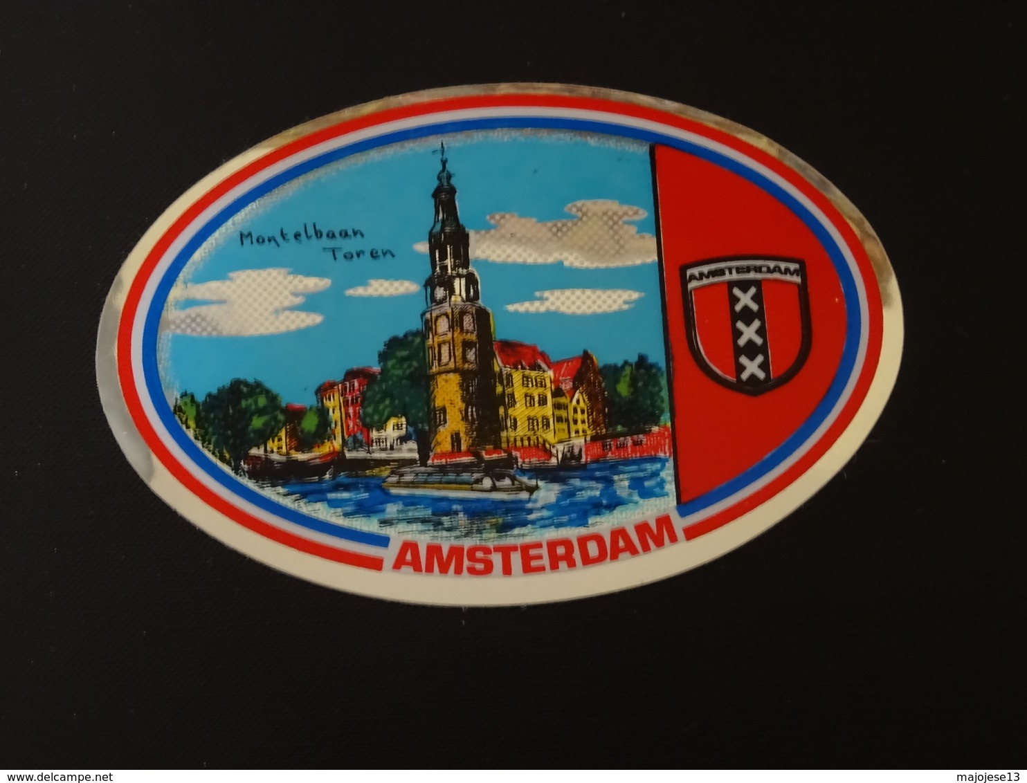 Blason écusson Ovale Adhésif Autocollant  Amsterdam  Aufkleber Wappen Coat Of Arms Sticker Adesivo Adhesivo - Obj. 'Souvenir De'