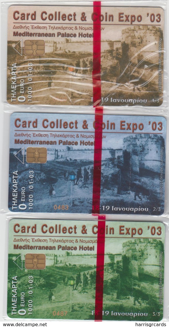 GREECE - Card Collect 2003 ,Puzzle Of 3 Cards, Exhibition At Thessaloniki,Tirage 1000, 01/03 - Griechenland