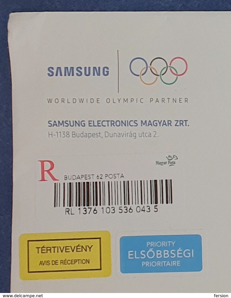 2019 Hungary Priority LABEL LC4 Envelope Letter AR Avis De Reception Registered SAMSUNG Japan Olympic Games TOKIO 2020 - Zomer 2020: Tokio