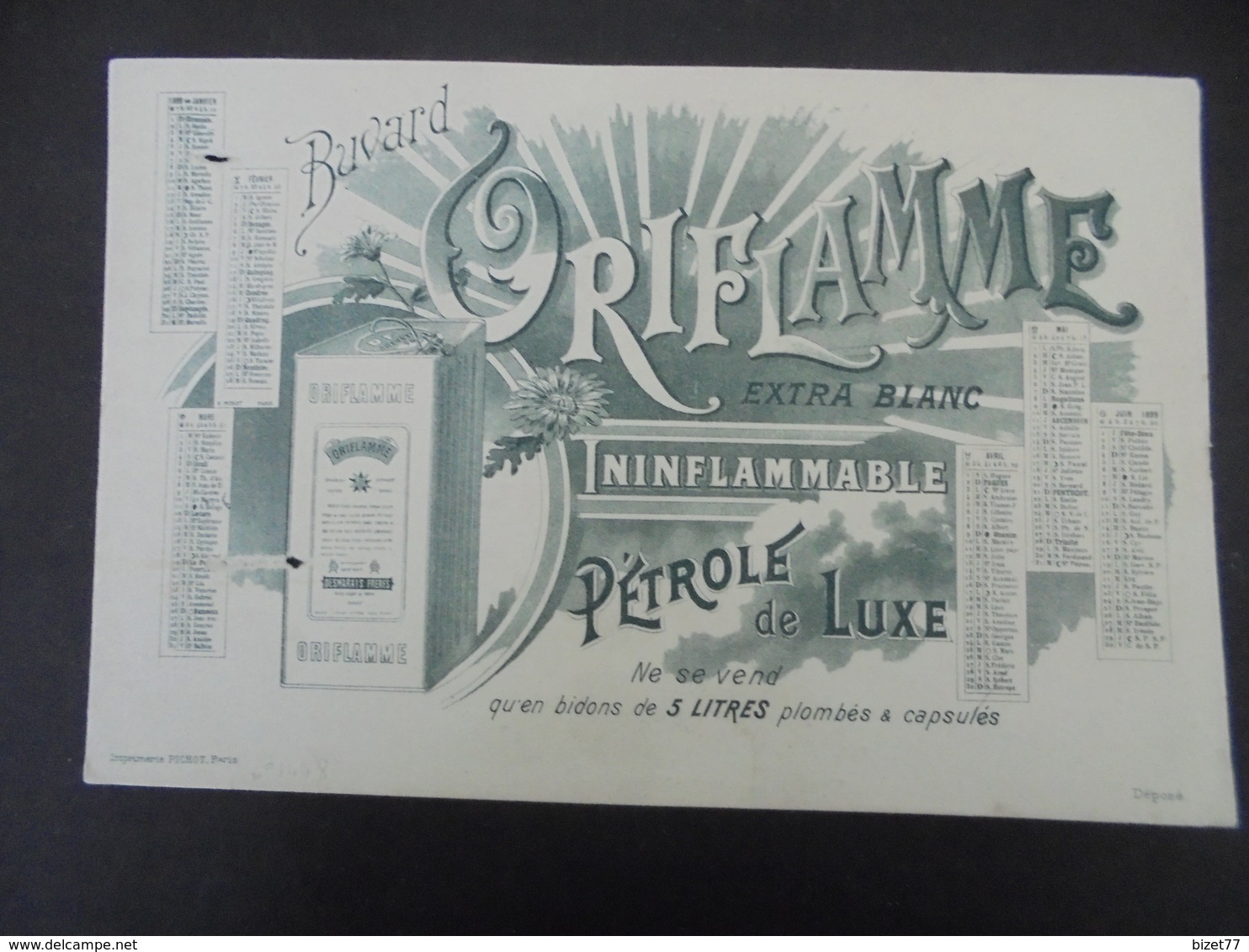 BUVARD - ORIFLAME, ININFLAMMABLE, PETROLE DE LUXE - 2 PETITS TROUS PARTIE GAUCHE, VOIR SCAN - Altri & Non Classificati