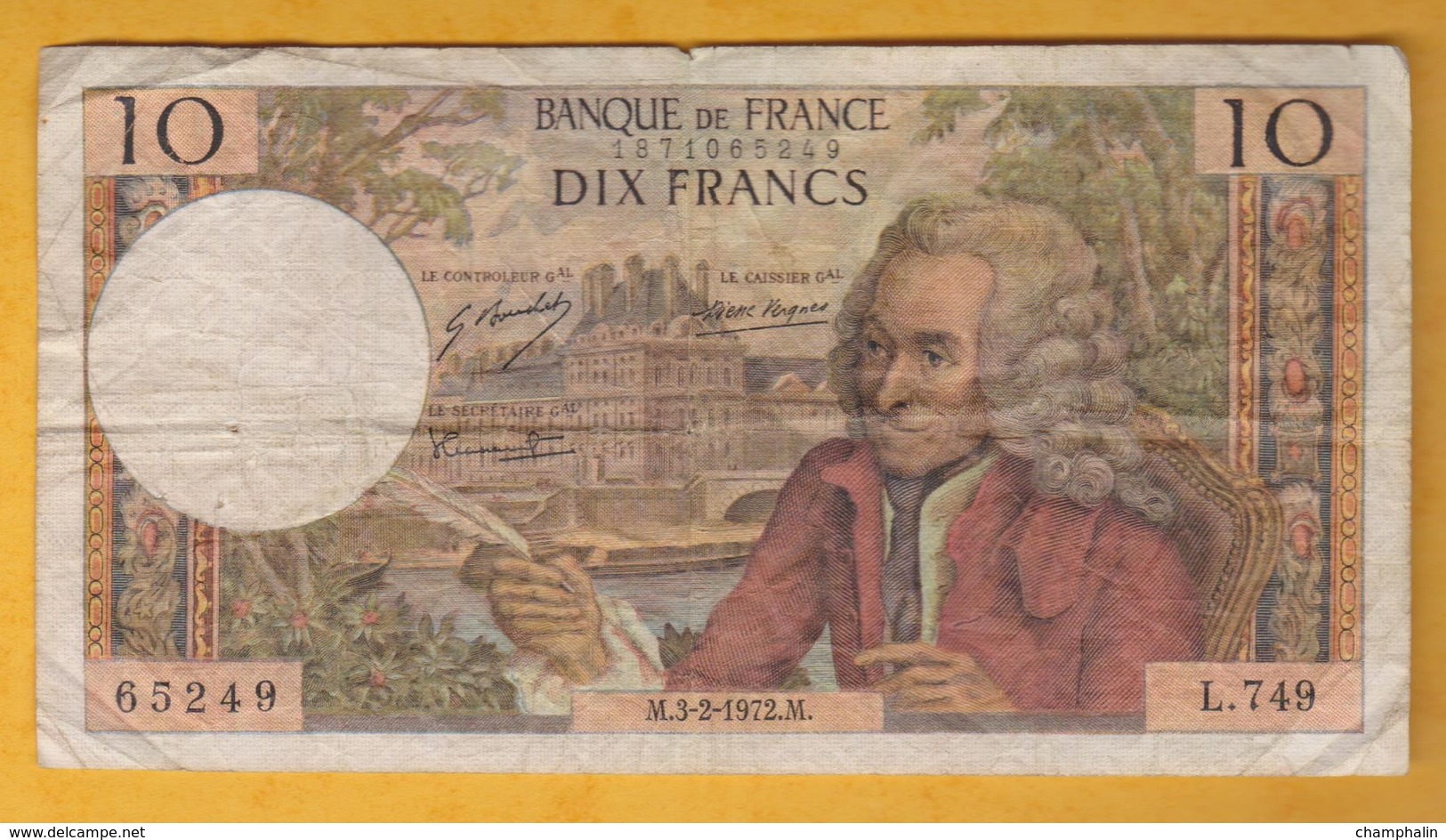 France - Billet De 10 Francs Type Voltaire - 3 Février 1972 M - 10 F 1963-1973 ''Voltaire''