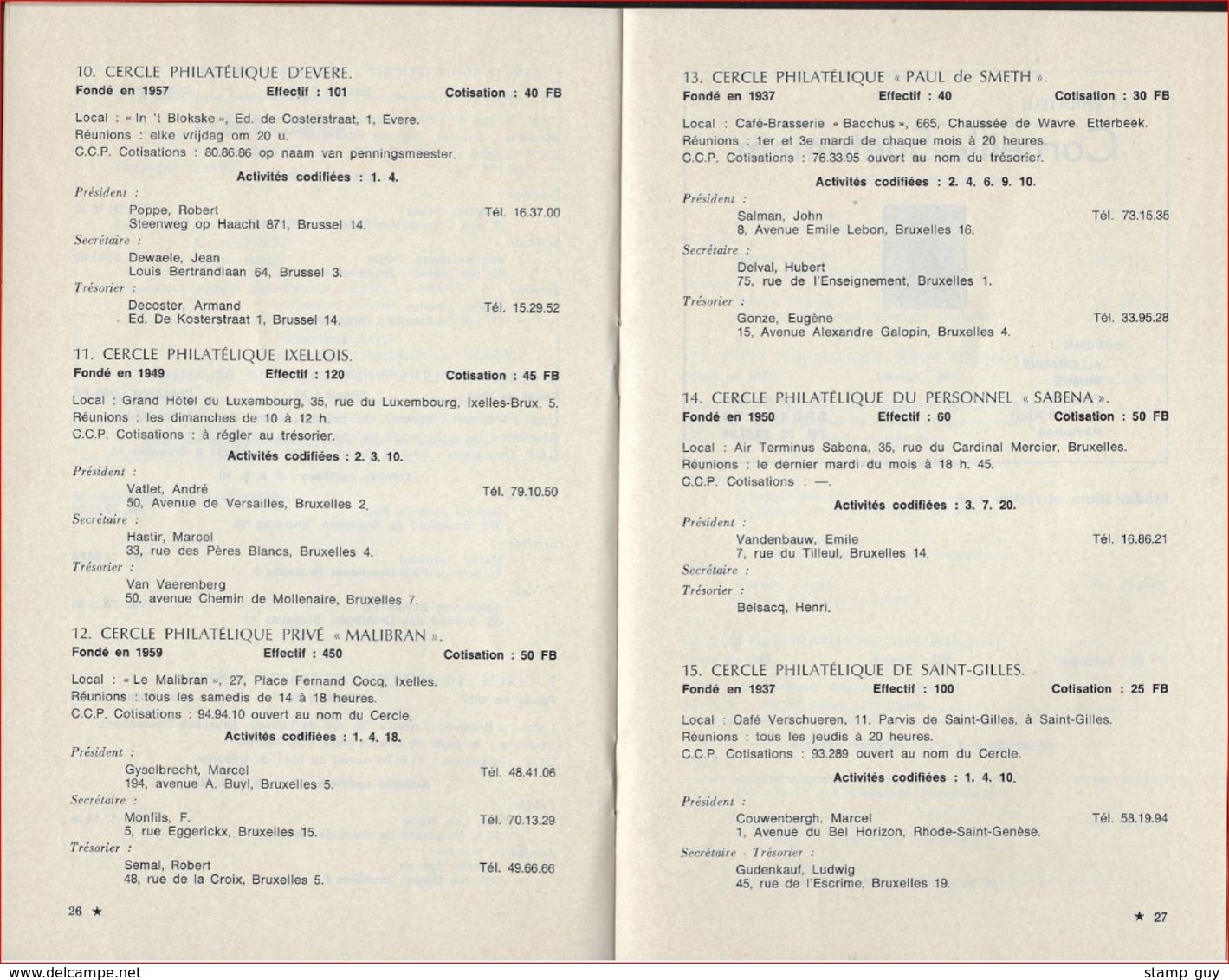 UNION DES CERCLES PHILATELIQUES DE LA REGION BRUXELLOISE / ANNUAIRE 1968 ; Voir 4 Scan ! LOT 131 - Cancellations