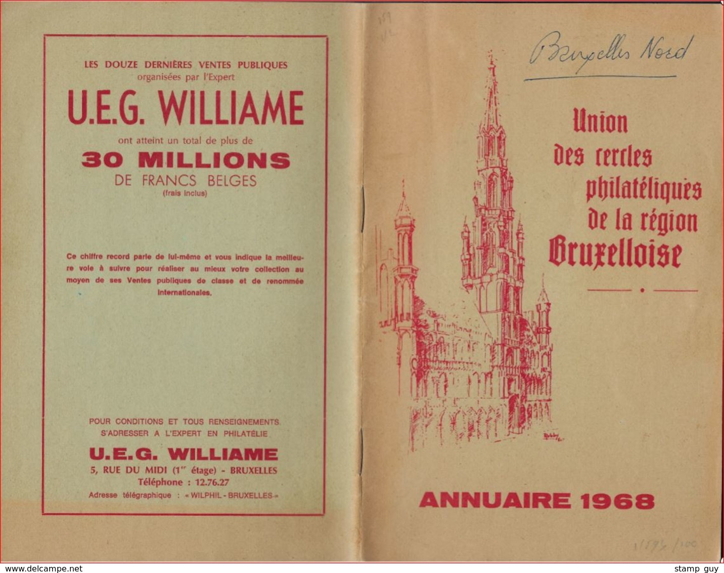 UNION DES CERCLES PHILATELIQUES DE LA REGION BRUXELLOISE / ANNUAIRE 1968 ; Voir 4 Scan ! LOT 131 - Matasellos