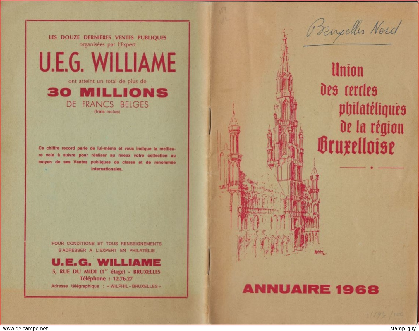 UNION DES CERCLES PHILATELIQUES DE LA REGION BRUXELLOISE / ANNUAIRE 1968 ; Voir 4 Scan ! LOT 131 - Oblitérations