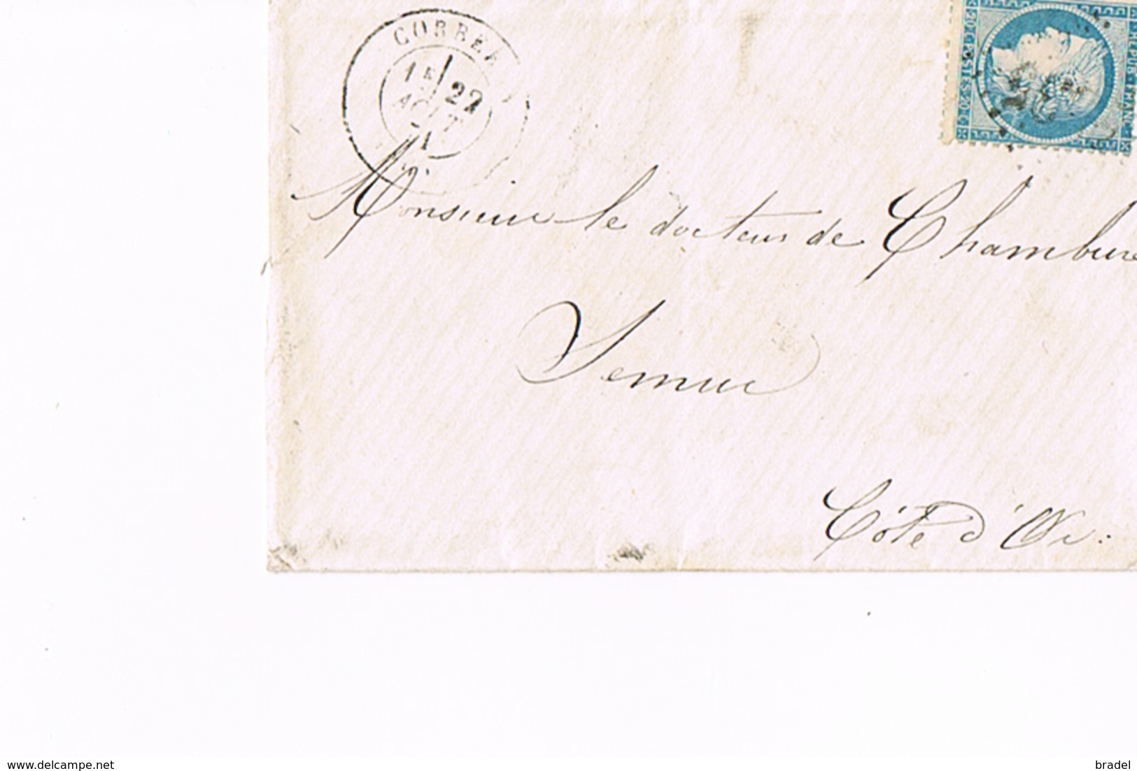 Lettre De Corberon Pour Semur  Cachet CG 4535 De 1871 - 1849-1876: Klassik