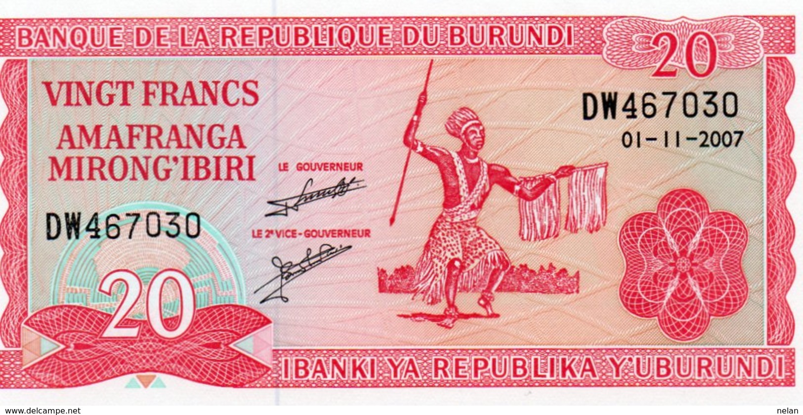 BURUNDI 20 FRANCS 2007 P-27d.5 UNC - Burundi