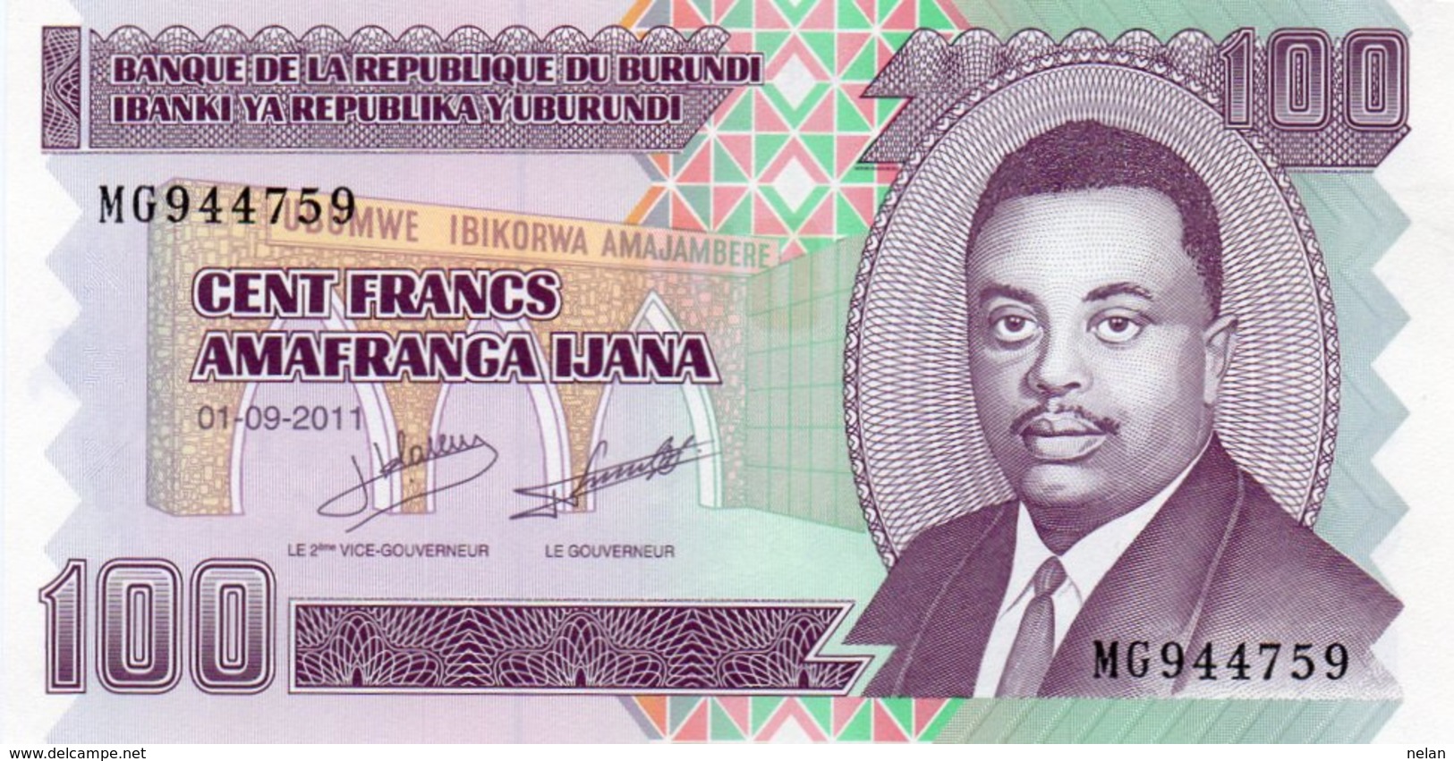BURUNDI 100 FRANCS 2011 P-44b  UNC - Burundi